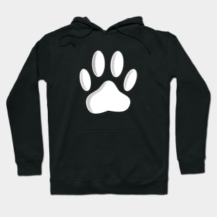 White Dog Paw Print With Newsprint Effect Hoodie